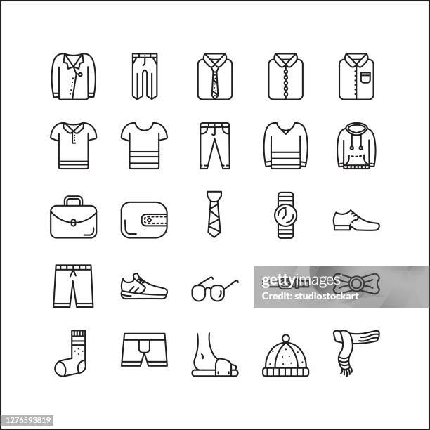 clothing line icons set - polo stock illustrations