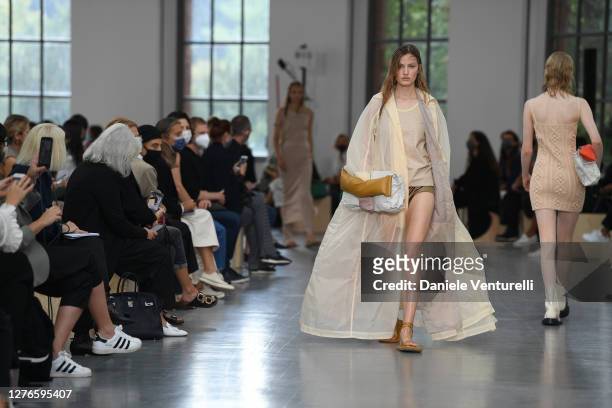 Model walks the runway at the Sportmax fashion show during the Milan Women's Fashion Week on September 25, 2020 in Milan, Italy.