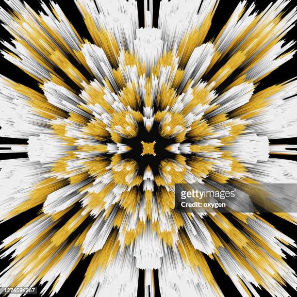 abstract geometric radial black yellow speed lines background - kaleidoskop muster stock-fotos und bilder