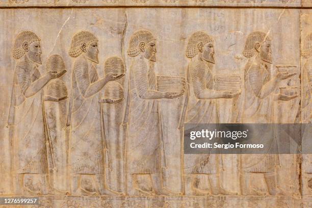 famous bas-reliefs, persepolis archeological site, iran - persian stock pictures, royalty-free photos & images