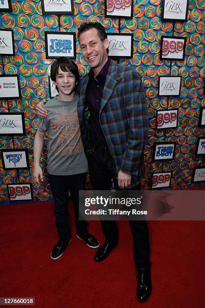 Actor Zachary Gordon and Founder & CEO of GBK Productions Gavin Keilly attend the GBK Kid's Choice Awards 2011 Gift Lounge at the SLS Hotel on March...