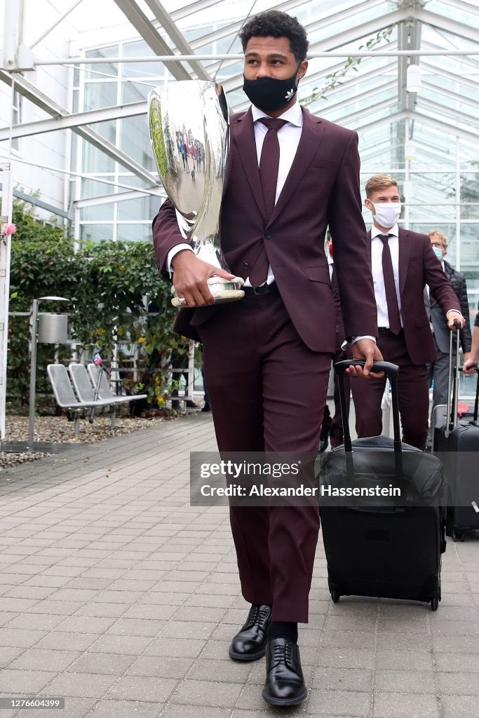 UEFA Super Cup Winner FC Bayern Muenchen Arrive In Munich