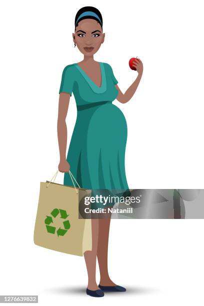 pregnant - natural hair stock illustrations