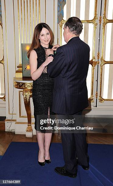 Elsa Zylberstein Honored "Chevallier des Arts et des Lettres" By French Minister of Culture Frederic Mitterrand at Ministere de la Culture on April...