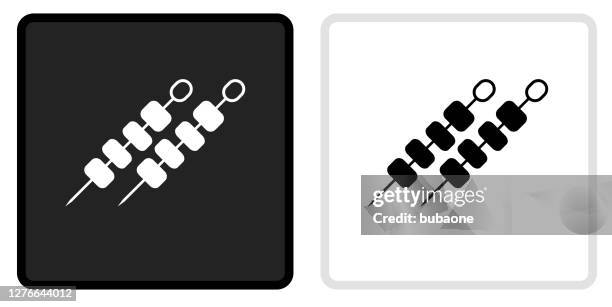shish kebabs icon on black button with white rollover - skewer stock illustrations