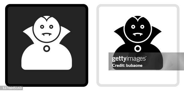 dracula icon on black button with white rollover - dracula stock illustrations