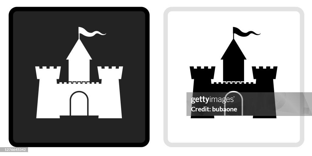 Castle Icon on Black Button with White Rollover