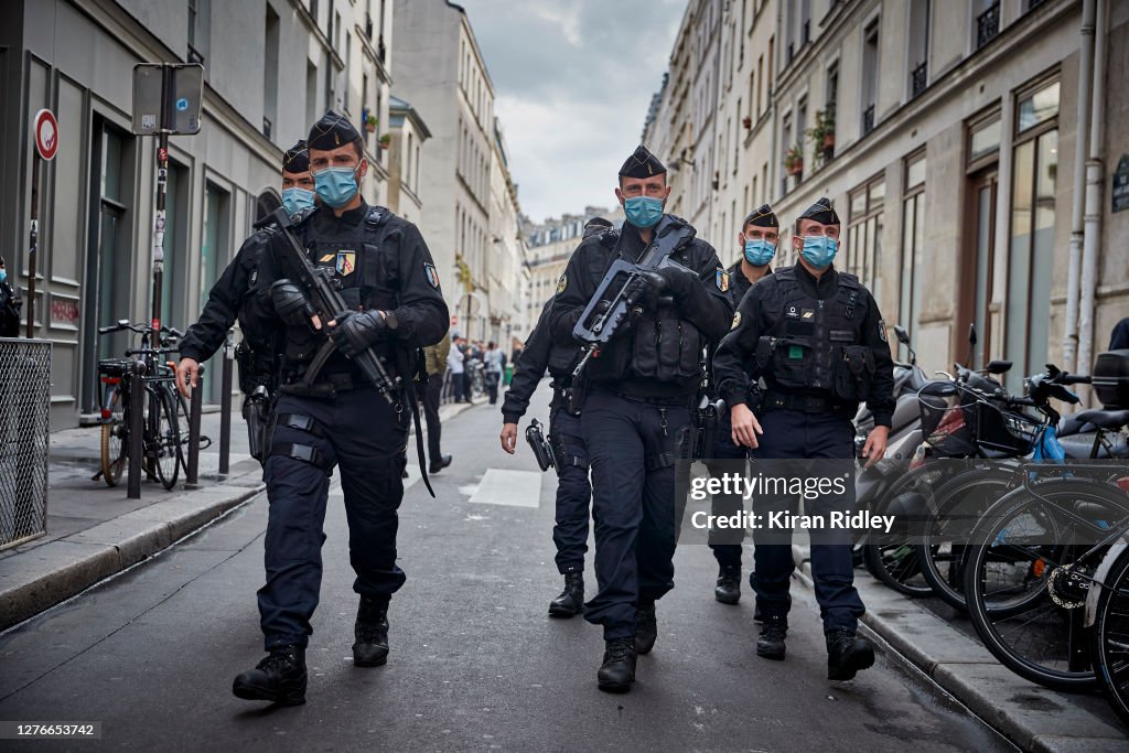 Paris On Standby After Stabbing At Former Charlie Hebdo Offices