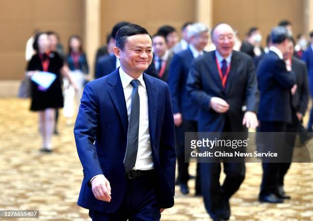 Jack Ma, founder of Alibaba Group, attends opening ceremony of the 3rd All-China Young Entrepreneurs Summit on September 25, 2020 in Fuzhou, Fujian...