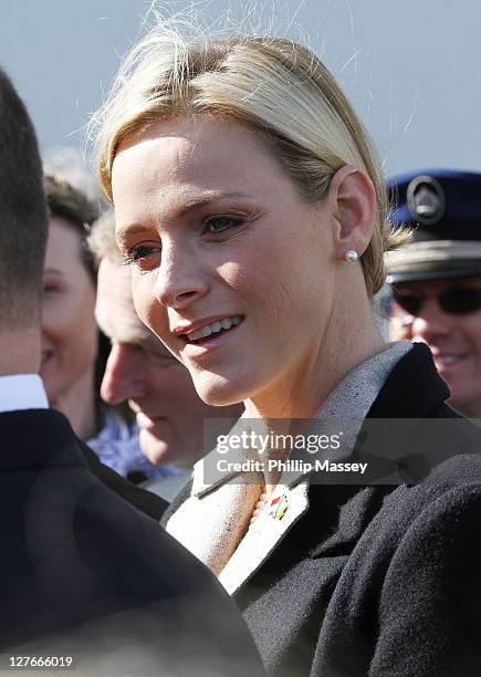 Charlene Wittstock visits Aras an Uachtarain on the first day of the state visit of H.S.H. Prince Albert on April 4, 2011 in Dublin, Ireland.