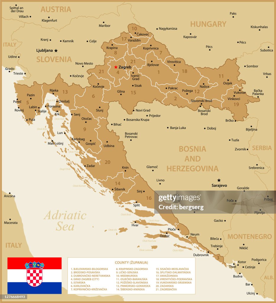 Map Of Croatia Political Map With Regions National Flag Geographical map-of-croatia-political-map-with-regions-national-flag-geographical