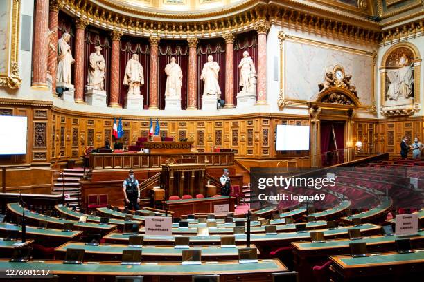 hemicycle van franse senaat in parijs - senaat stockfoto's en -beelden