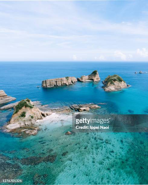 aerial view of deserted islands, tanegashima, kagoshima, japan - tanegashima island stock pictures, royalty-free photos & images