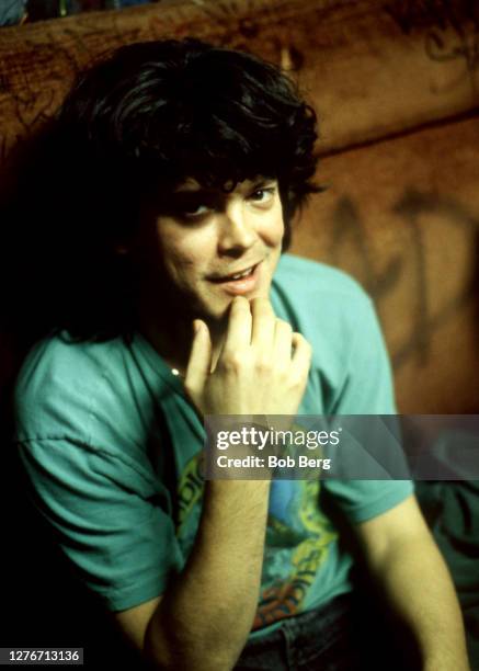 Bassist Paul Langlois of the Canadian rock group The Tragically Hip poses for a portrait circa February, 1992 in New York, New York.