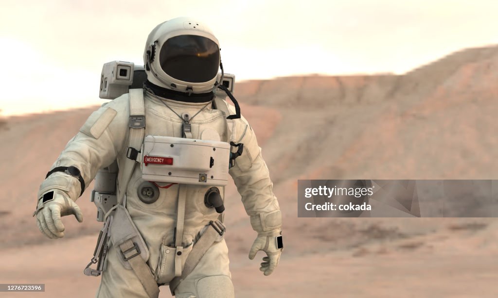 Astronaut walking on Mars