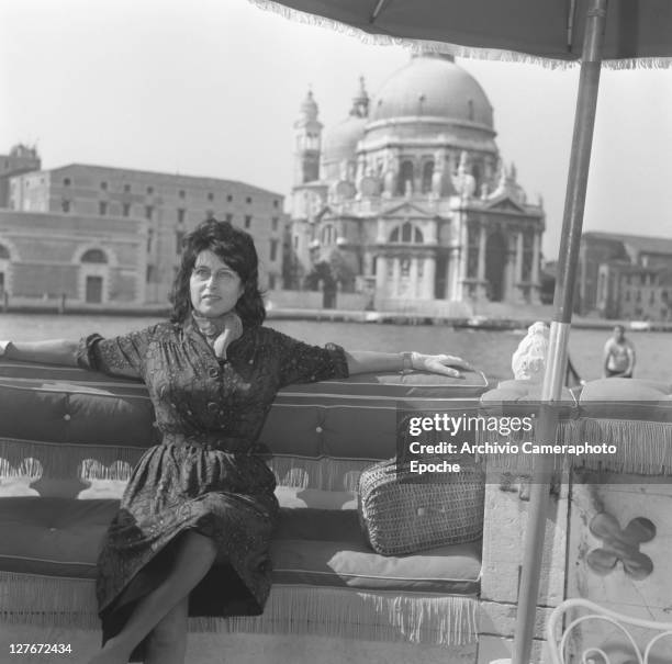 Italian actress Anna Magnani in Venice, 1950.