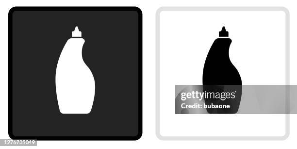 laundry detergetnt icon on black button with white rollover - fabric conditioner stock illustrations