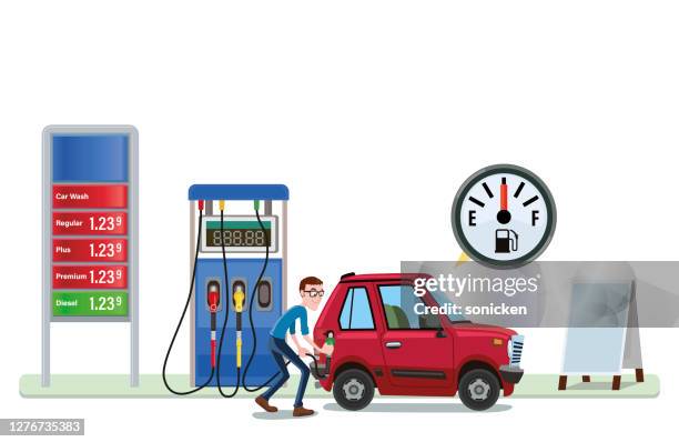 gas station with price sign - station stock illustrations