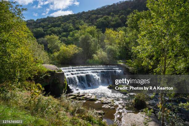 monsal dale weir, peak district, derbyshire, england - midlands england stock pictures, royalty-free photos & images