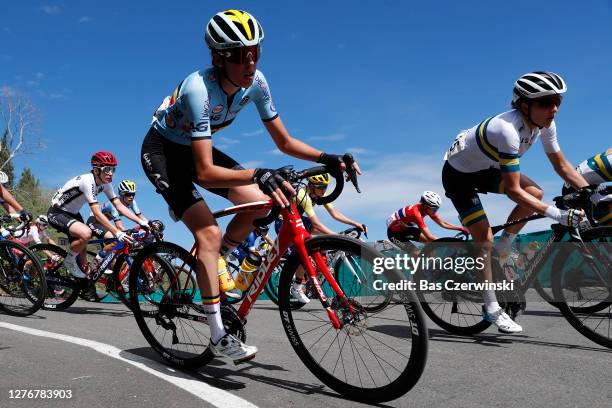 Jesse Vandenbulcke of Belgium / Katrine Aalerud of Norway / Shara Marche - Gillow of Australia / during the 93rd UCI Road World Championships 2020,...