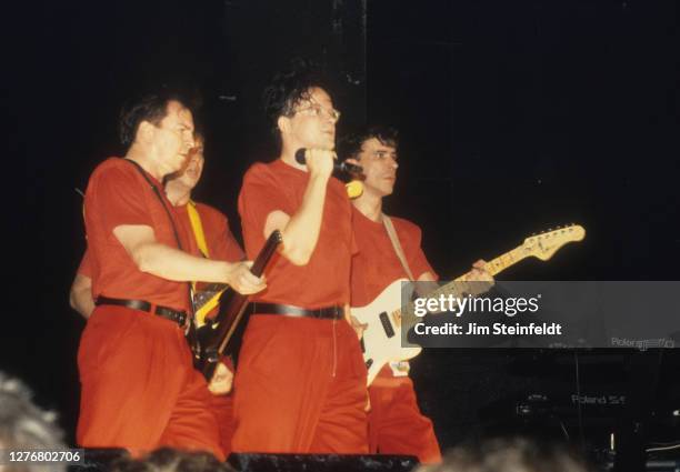 Rock band Devo perform at First Avenue nightclub in Minneapolis, Minnesota on November 1, 1988.