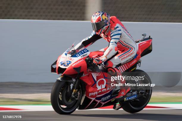 Jack Miller of Australia and Pramac Racing heads down a straight during the MotoGP of Catalunya: Qualifying during qualifying for the MotoGP of...