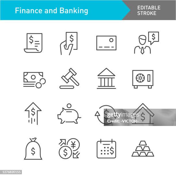 finance and banking icons - line series - editable stroke - emblem credit card payment stock illustrations