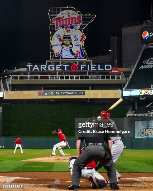 General view as Jose Berrios of the Minnesota Twins pitches against the Cincinnati Reds on September 25, 2020 at Target Field in Minneapolis,...