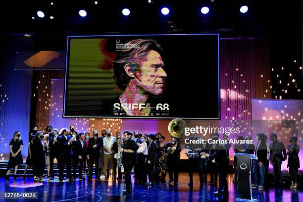 Beginning' team receive Golden Shell Award during Closing Ceremony of 68th San Sebastian Film Festival on September 26, 2020 in San Sebastian, Spain.