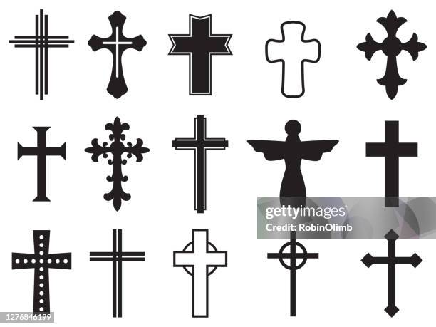 cross silhouetten - cross symbol stock-grafiken, -clipart, -cartoons und -symbole