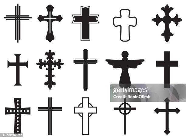 ilustraciones, imágenes clip art, dibujos animados e iconos de stock de siluetas cruzadas - christianity
