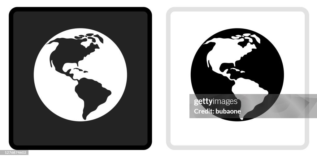 Globe Icon on Black Button with White Rollover