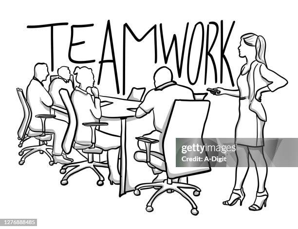 teamwork business presentation - radio controlled handset stock illustrations