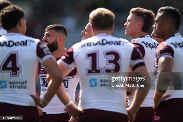 Daly Cherry-Evans of the Sea Eagles looks dejected after a Warriors try during the round 20 NRL match between the New Zealand Warriors and the Manly...