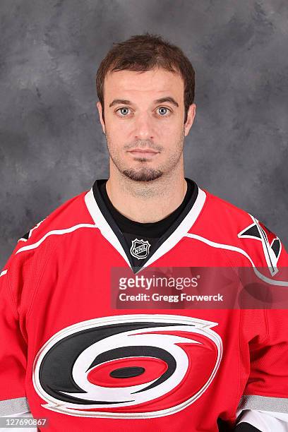 Chad LaRose of the Carolina Hurricanes poses for his official headshot for the 2011-2012 season on September 16, 2011 in Raleigh, North Carolina.