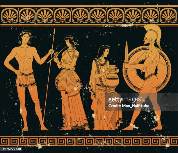 ancient greek art - ancient stock illustrations