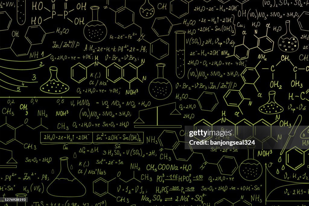 Hand Drawn Science Formulas On Chalkboard For Background High-Res Stock ...