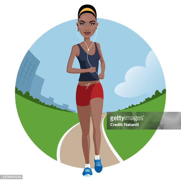 jogging girl - skinny teen stock illustrations