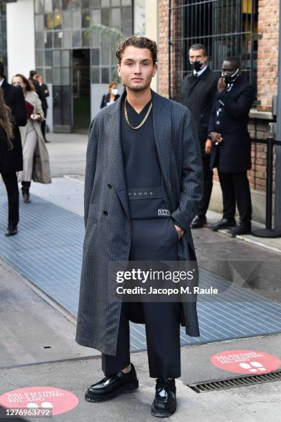 Rafferty Law is seen arriving at the Valentino MFW show on September 27, 2020 in Milan, Italy.