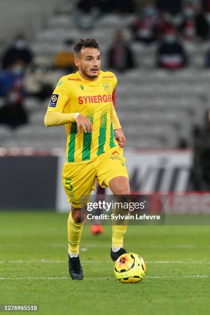 Pedro Chirivella of FC Nantes runs with the ball during the Ligue 1 match between Lille OSC and FC Nantes at Stade Pierre Mauroy on September 25,...