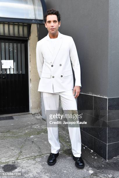 Mika is seen arriving at the Valentino fashion show during the Milan Women's Fashion Week on September 27, 2020 in Milan, Italy.