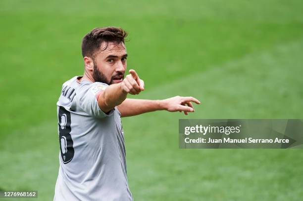 Unai Lopez of Athletic Bilbao celebrates after scoring his sides first goal during the La Liga Santander match between SD Eibar and Athletic Club at...