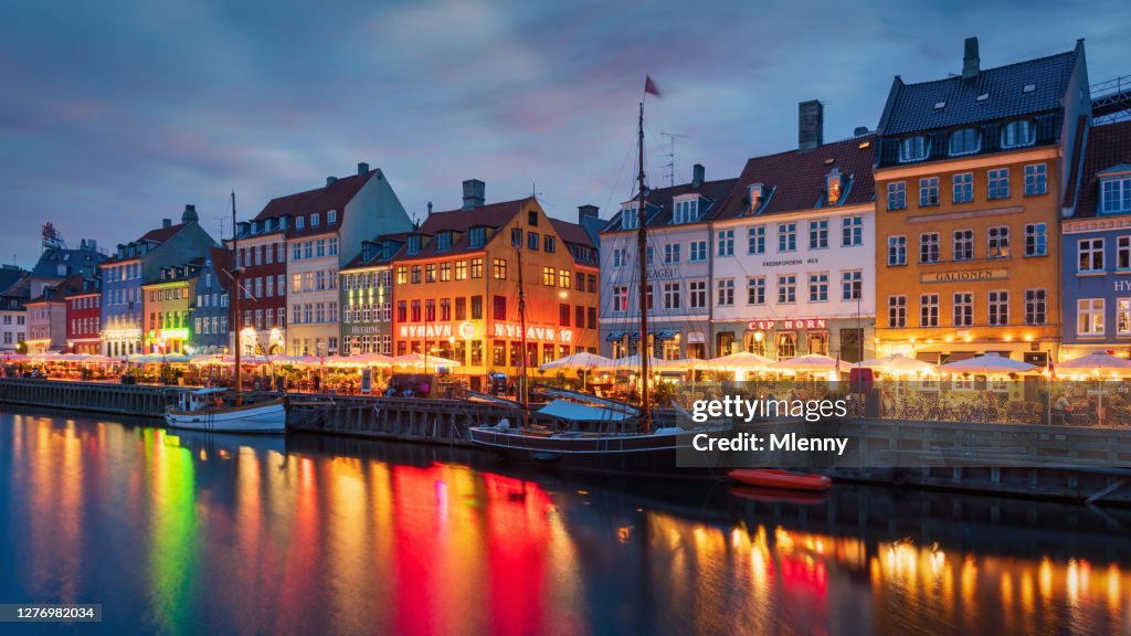 Copenhagen Nyhavn Nightlife Twilight Denmark