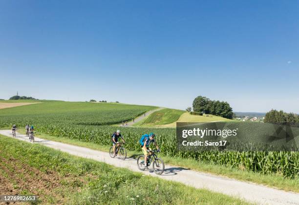 scenic mountainbiking at bucklige welt, austria - burgenland stock pictures, royalty-free photos & images