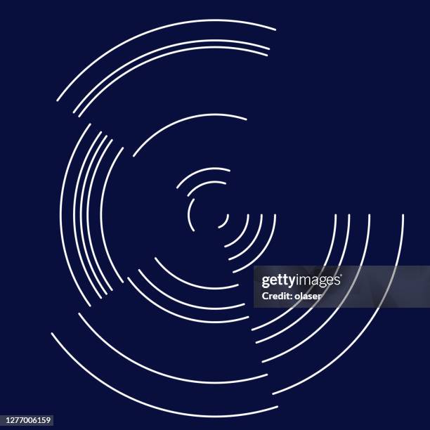 orbital discrete areas in concentric 120 degrees circle sectors around middle. white on blue. - three concentric circles stock illustrations