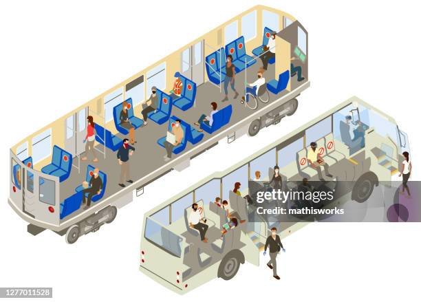 stockillustraties, clipart, cartoons en iconen met pandemische doorvoer cutaway illustratie - abribus