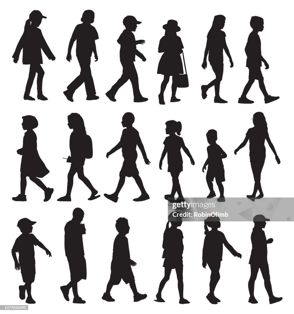 Children Walking Silhouette Set High-Res Vector Graphic - Getty Images