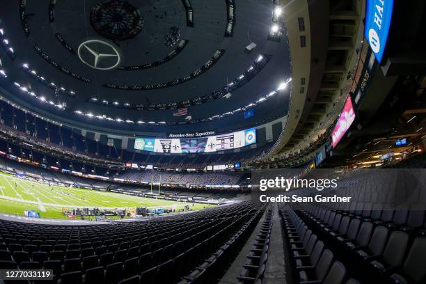 General view of empty seats prior to the game between the New Orleans Saints and the Green Bay Packers at Mercedes-Benz Superdome on September 27,...