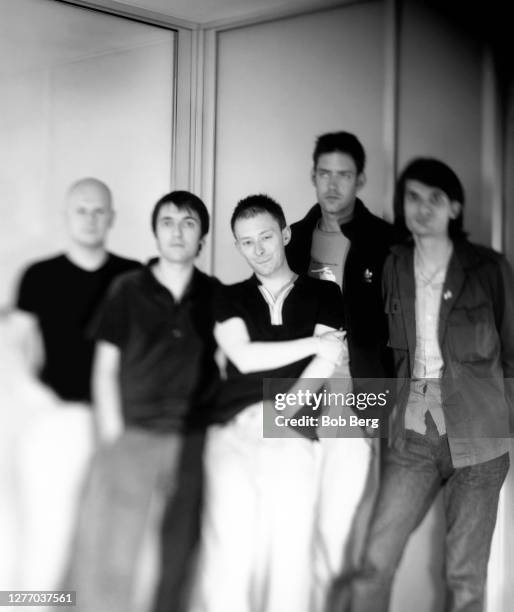 Drummer Phil Selway, bassist Colin Greenwood, lead singer/pianist Thom Yorke, singer/guitarist Ed O'Brien and guitarist Jonny Greenwood of the...