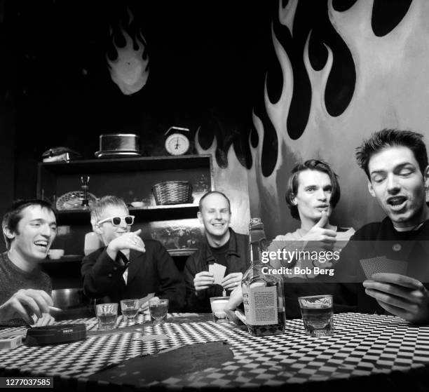 Bassist Colin Greenwood, lead singer/pianist Thom Yorke, drummer Phil Selway, guitarist Jonny Greenwood and singer/guitarist Ed O'Brien of the...